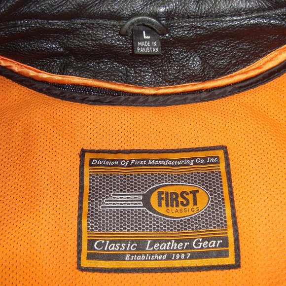 NEW FIRST Mfg. Co. Leather Gear Black Jacket w/Removable Quilted Liner Size L - Picture 2 of 16